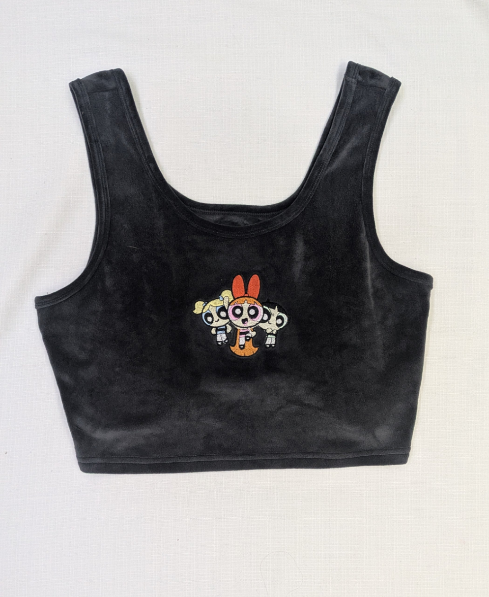 Velvet power Puff girls crop top