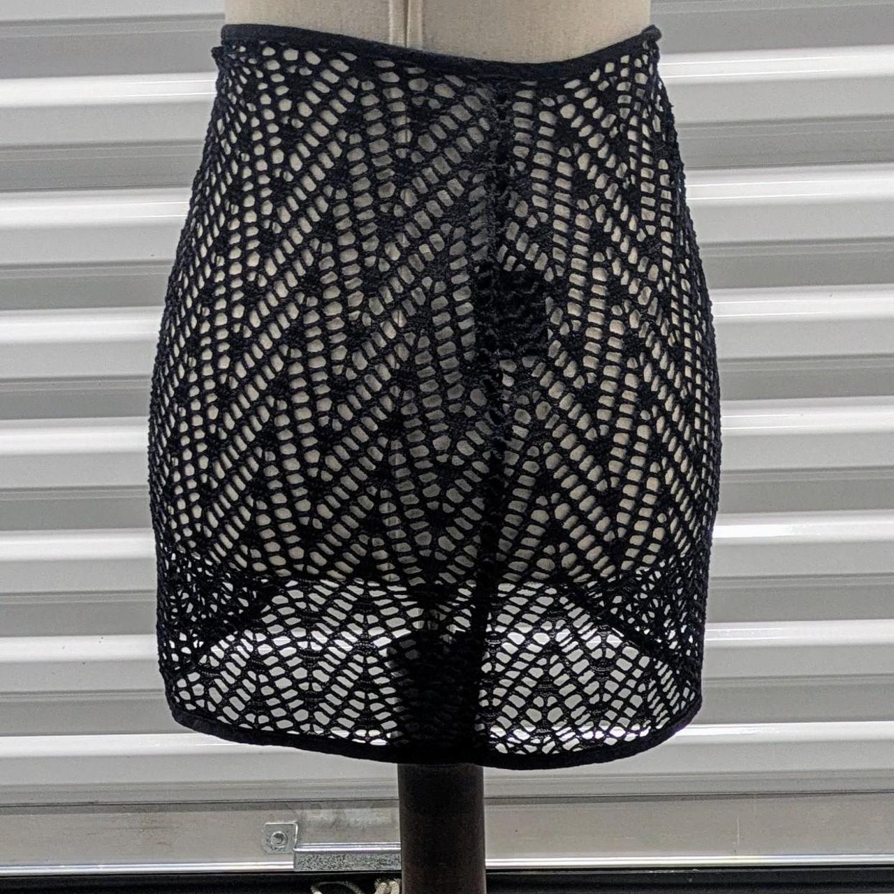 Vintage Black Crochet Mini Skirt