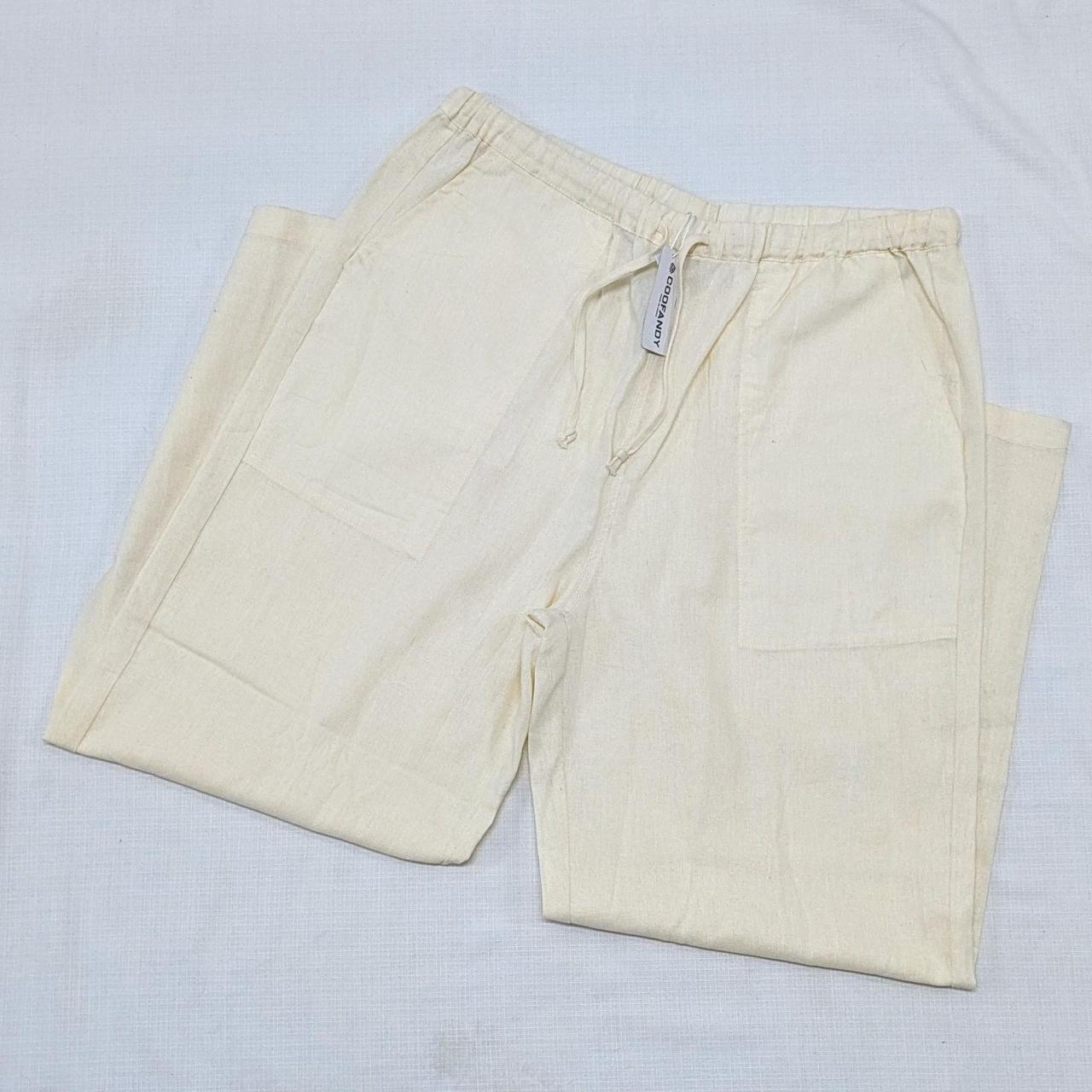 Cream Linen Like Cotton pants