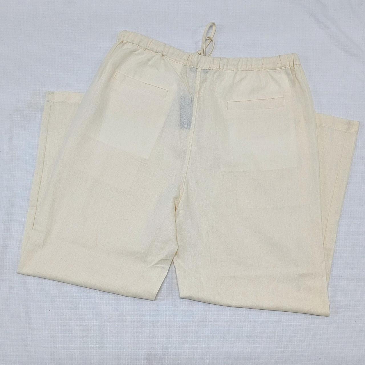 Cream Linen Like Cotton pants
