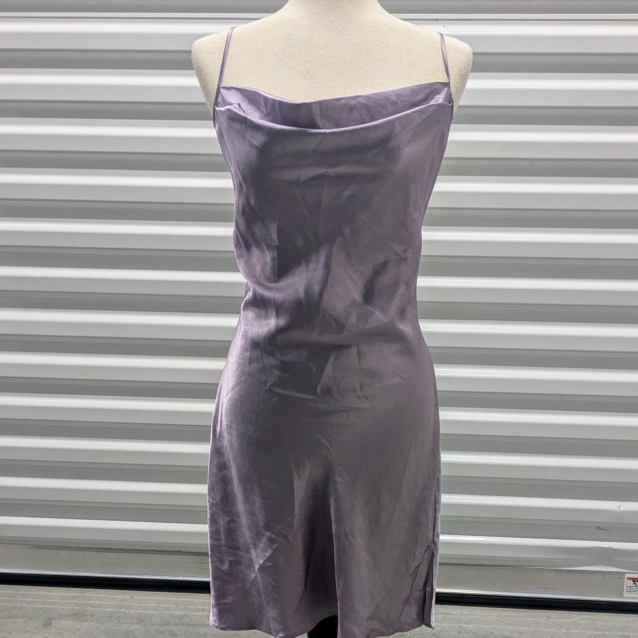 Lilac Satin Cowl Neck Mini