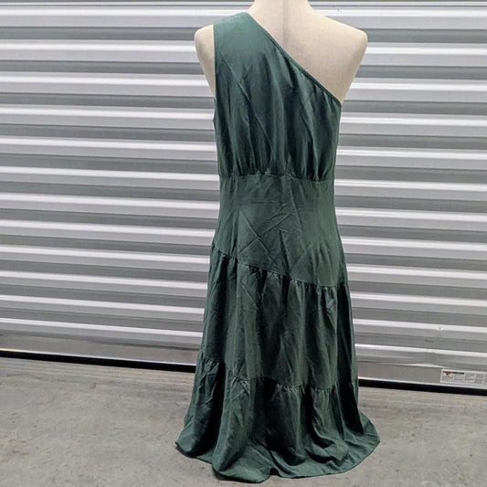 Green One Shoulder Midi Dress