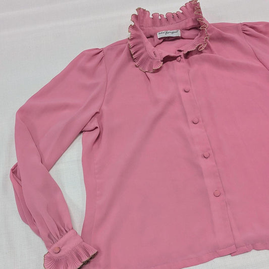 Vintage Pink And Gold Ruffle top