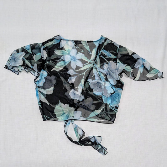 Sheer Black And Blue Floral