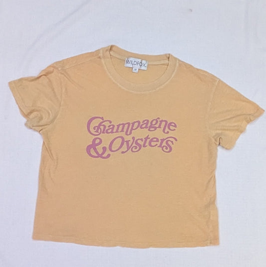Champagne and oysters crop tee