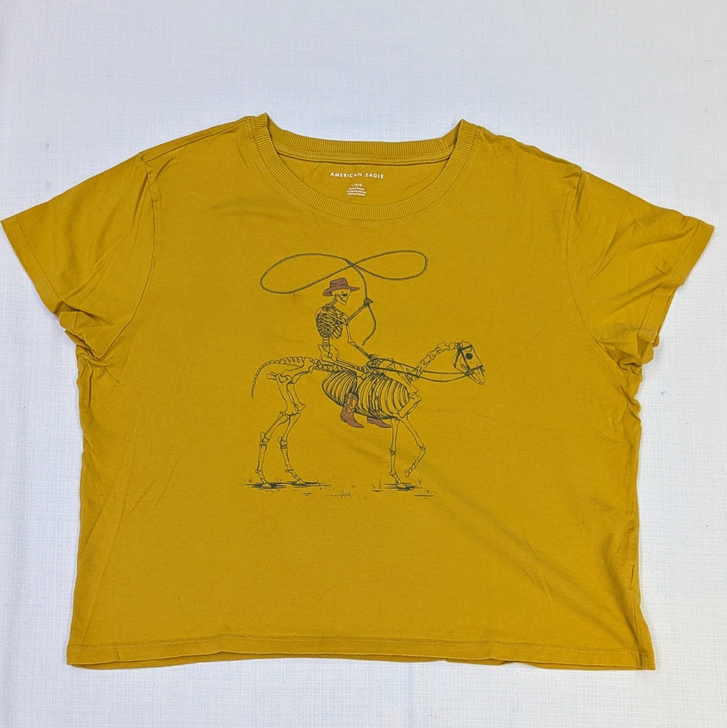 Yellow skeleton cowboy tee
