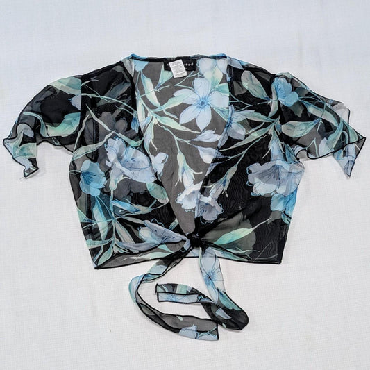 Sheer Black And Blue Floral