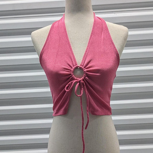 Vintage Bubblegum Pink Halter Crop