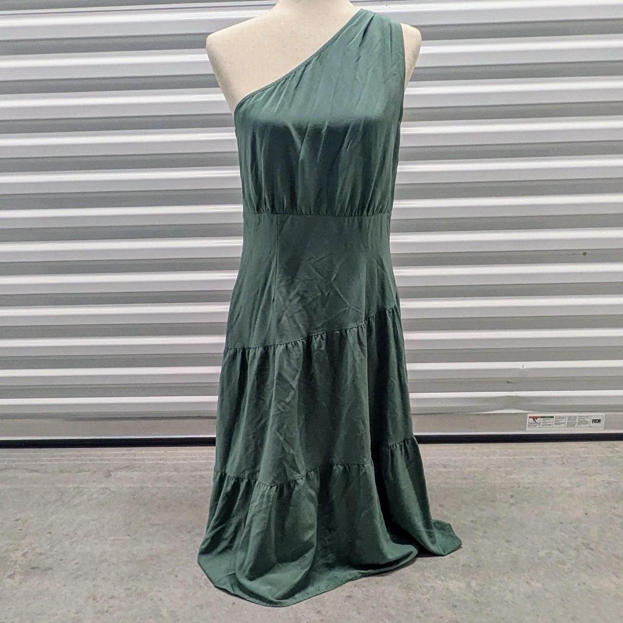 Green One Shoulder Midi Dress