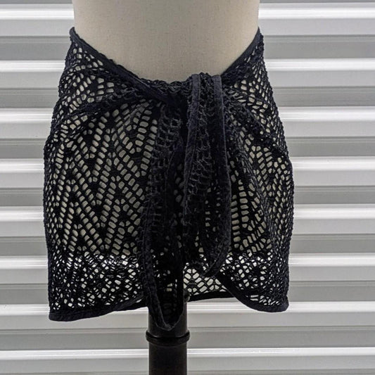Vintage Black Crochet Mini Skirt
