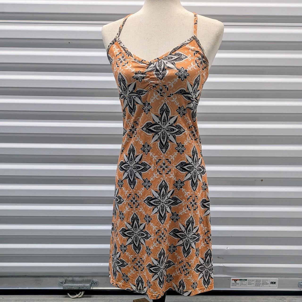 Orange Floral Print Dress