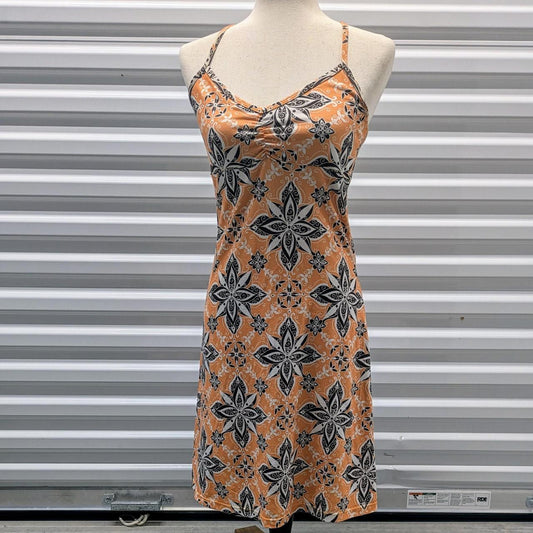 Orange Floral Print Dress